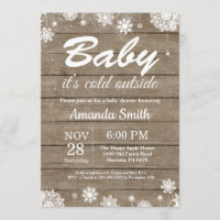 Baby its Cold Outside Rustic Winter Baby Shower Invitation