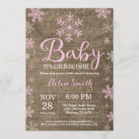 Baby Its Cold Outside Rustic Winter Baby Shower Invitation