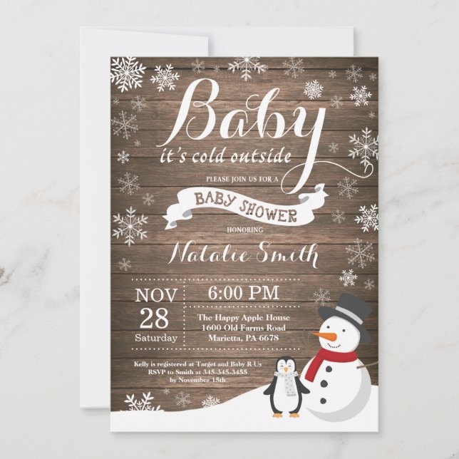 Baby Its Cold Outside Rustic Winter Baby Shower Invitation (Front)