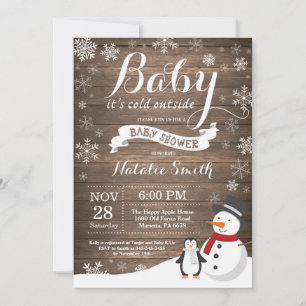 Baby Its Cold Outside Rustic Winter Baby Shower Invitation