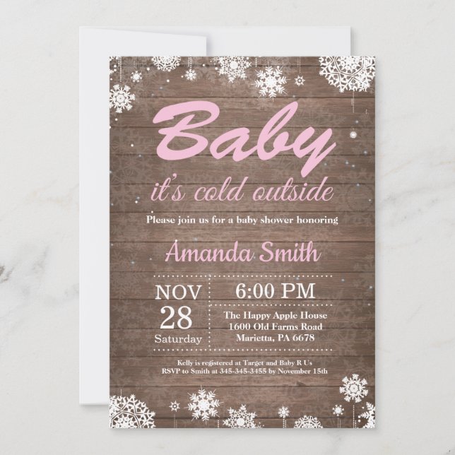 Baby its Cold Outside Rustic Winter Baby Shower Invitation (Front)