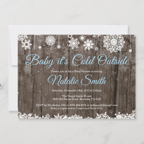 Baby Its Cold Outside Rustic Winter Baby Shower Invitation