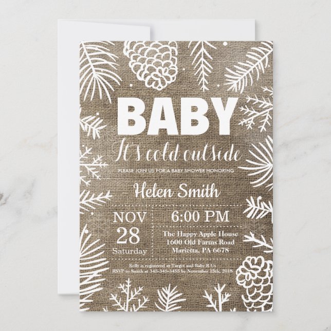 Baby its Cold Outside Rustic Winter Baby Shower Invitation (Front)