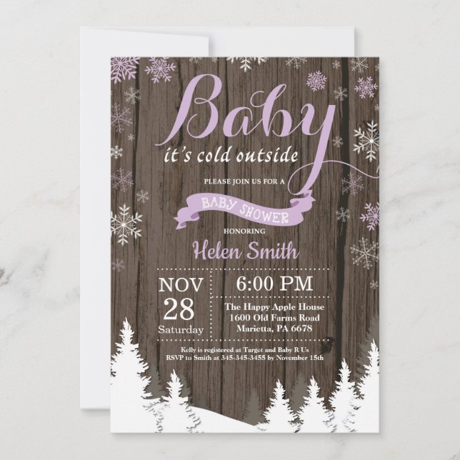 Baby its Cold Outside Rustic Winter Baby Shower Invitation (Front)