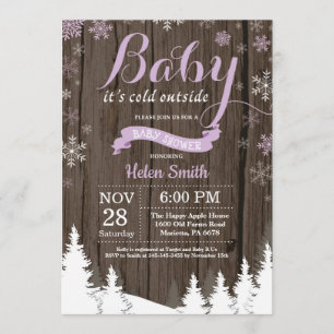 Baby its Cold Outside Rustic Winter Baby Shower Invitation