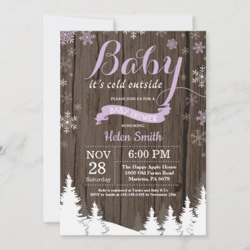 Baby its Cold Outside Rustic Winter Baby Shower Invitation