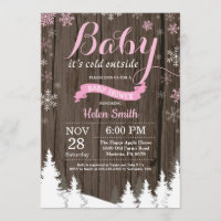 Baby its Cold Outside Rustic Winter Baby Shower Invitation