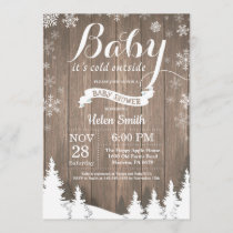 Baby its Cold Outside Rustic Winter Baby Shower Invitation