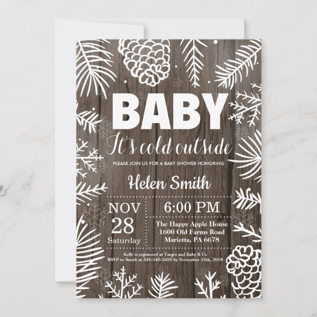 Baby its Cold Outside Rustic Winter Baby Shower Invitation (Front)