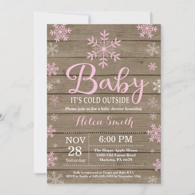 Baby Its Cold Outside Rustic Winter Baby Shower Invitation (Front)