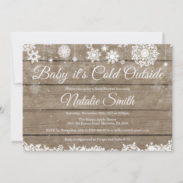 Baby Its Cold Outside Rustic Winter Baby Shower Invitation (Front)