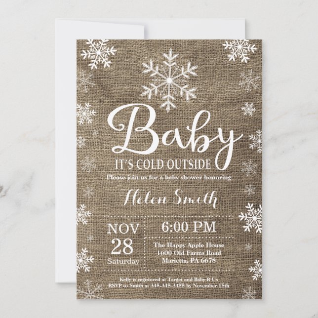 Baby Its Cold Outside Rustic Winter Baby Shower Invitation (Front)