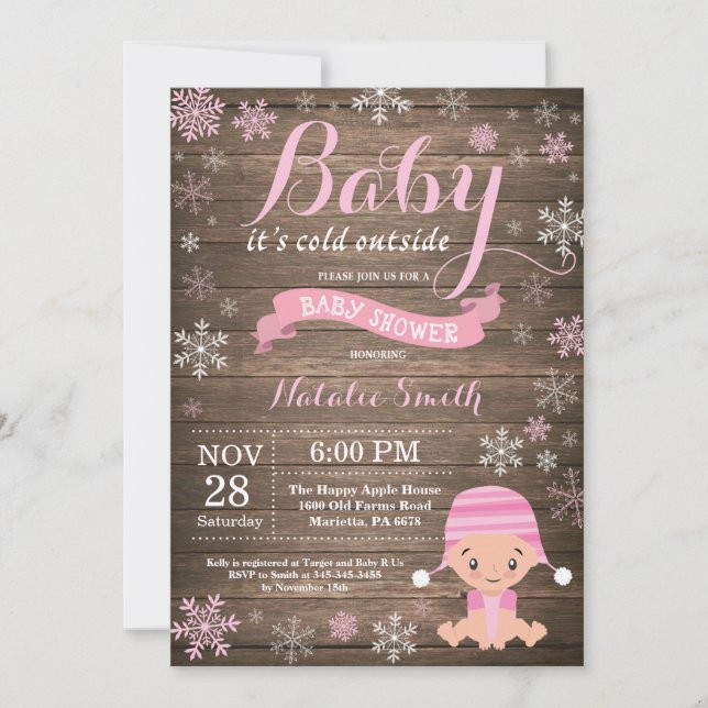 Baby Its Cold Outside Rustic Winter Baby Shower Invitation (Front)