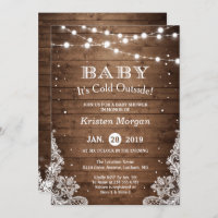 Baby Its Cold Outside Rustic Winter Baby Shower Invitation