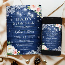 Baby It's Cold Outside Rustic Winter Baby Shower Invitation