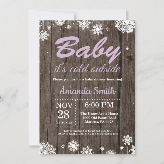Baby its Cold Outside Rustic Winter Baby Shower Invitation (Front)