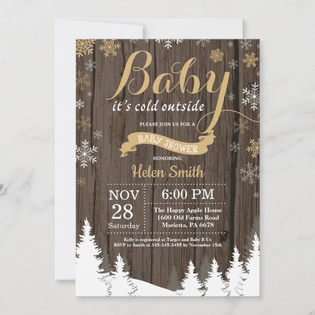 Baby its Cold Outside Rustic Winter Baby Shower Invitation (Front)