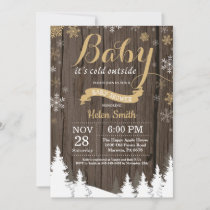 Baby its Cold Outside Rustic Winter Baby Shower Invitation