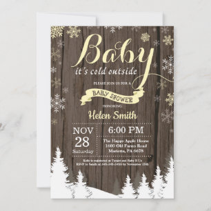 Baby its Cold Outside Rustic Winter Baby Shower Invitation