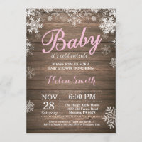 Baby its Cold Outside Rustic Winter Baby Shower Invitation