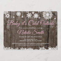 Baby Its Cold Outside Rustic Winter Baby Shower Invitation