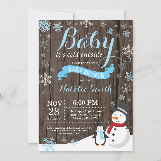 Baby Its Cold Outside Rustic Winter Baby Shower Invitation (Front)