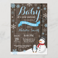 Baby Its Cold Outside Rustic Winter Baby Shower Invitation