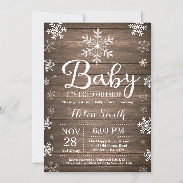 Baby Its Cold Outside Rustic Winter Baby Shower Invitation (Front)