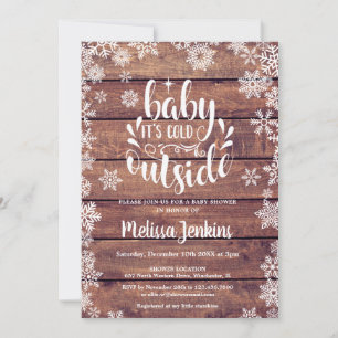 Baby It's Cold Outside Rustic Winter Baby Shower Invitation