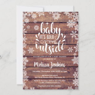 Baby It's Cold Outside Rustic Winter Baby Shower Invitation
