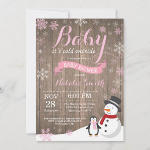 Baby Its Cold Outside Rustic Winter Baby Shower Invitation