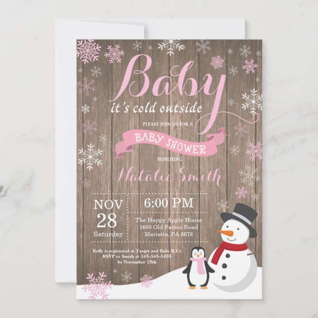 Baby Its Cold Outside Rustic Winter Baby Shower Invitation (Front)
