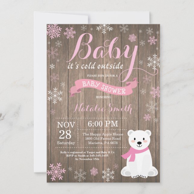 Baby Its Cold Outside Rustic Winter Baby Shower Invitation (Front)
