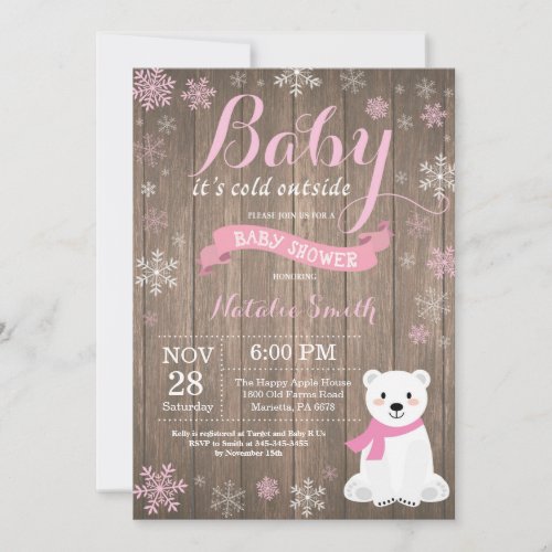 Baby Its Cold Outside Rustic Winter Baby Shower Invitation