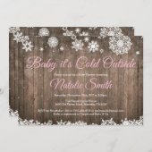 Baby Its Cold Outside Rustic Winter Baby Shower Invitation (Front/Back)