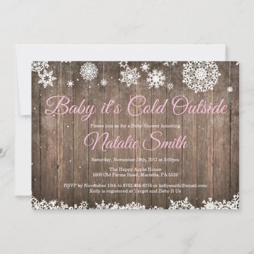 Baby Its Cold Outside Rustic Winter Baby Shower Invitation