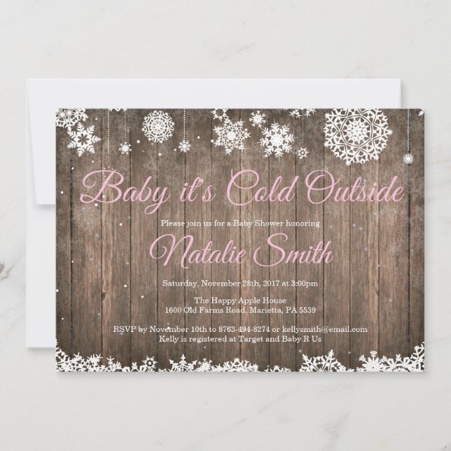 Baby Its Cold Outside Rustic Winter Baby Shower Invitation (Front)