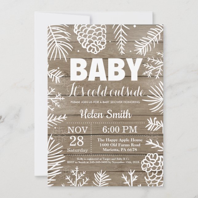 Baby its Cold Outside Rustic Winter Baby Shower Invitation (Front)