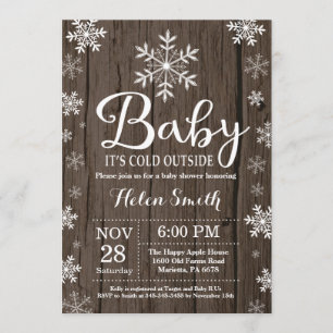 Baby Its Cold Outside Rustic Winter Baby Shower Invitation