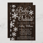 Baby It's Cold Outside Rustic Wood Baby Shower Invitation (Front/Back)