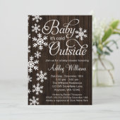 Baby It's Cold Outside Rustic Wood Baby Shower Invitation (Standing Front)