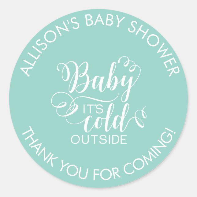 Baby It's Cold Outside Shower Favor Sticker (Front)