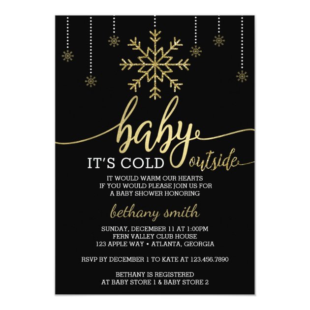 Baby It's Cold Outside Shower Invite Faux Glitter