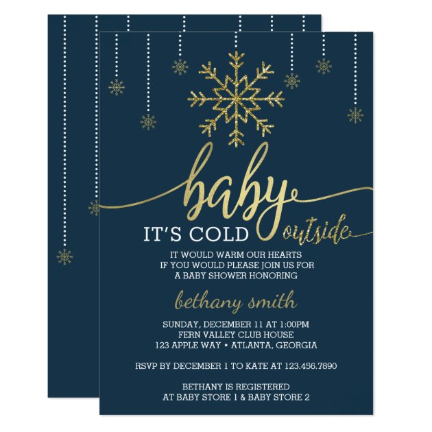 Baby It's Cold Outside Shower Invite Faux Glitter