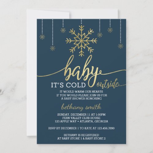 Baby Its Cold Outside Shower Invite Faux Glitter