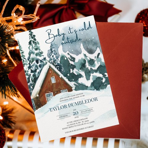 Baby its cold outside Shower Winter Christmas Invitation