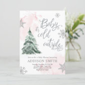 Baby It's Cold Outside Shower Winter Tree Girl Invitation (Standing Front)