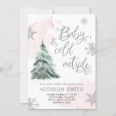 Baby It's Cold Outside Shower Winter Tree Girl Invitation (Front)