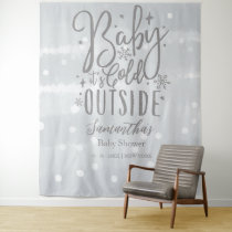 Baby It's Cold Outside Silver Baby Shower Backdrop