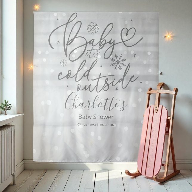 Baby It's Cold Outside Silver Baby Shower Backdrop (Creator Uploaded)